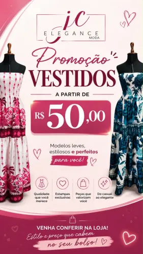 Promoção de vestidos longos e curtos