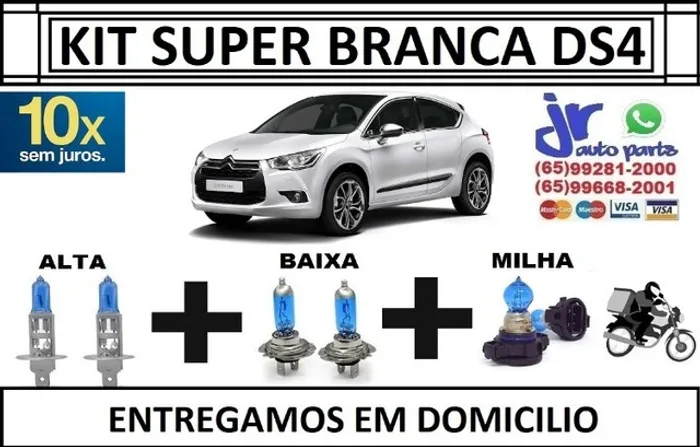Kit de Lâmpadas Super Branca Citroen DS4 8500K Efeito Xênon