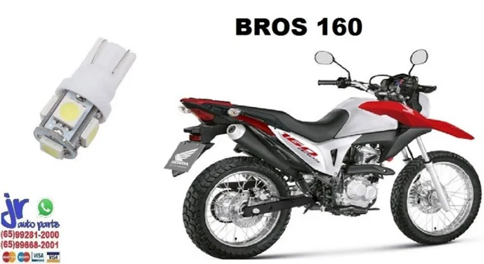 Lâmpada LED T10 Pingo 12V Luz Branca Aplicação Placa Bros 160