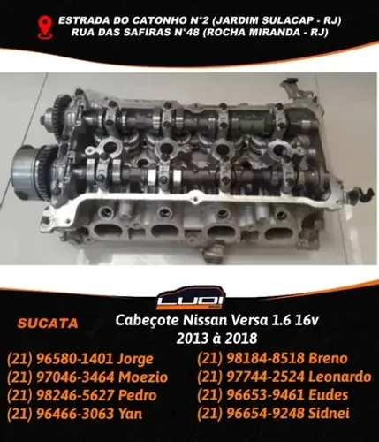 Cabeçote Nissan Versa 1.6 16v 2013 à 2018
