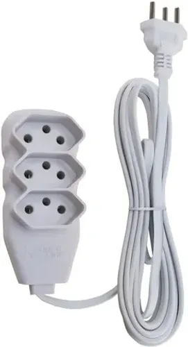 Extensao Force Line 3 Tomadas Slim Tripolar 10A 250V 1 metro Branco