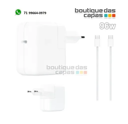 Carregador fonte adaptador até 96W tipo c usb c notebook macbook ipad + cabo tipo c