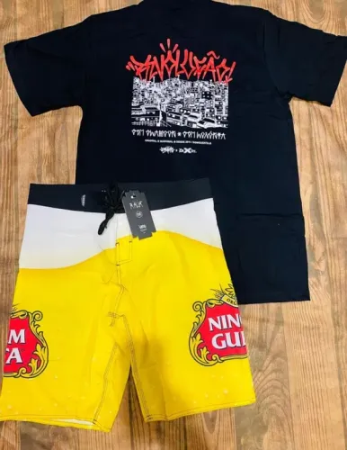 Conjunto de Roupas de Praia - Camiseta + Bermuda