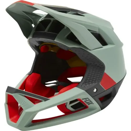 Capacete Fox Proframe Eucalyptus Cinza/Vermelho Novo(21x sem juros no cartão de credito)