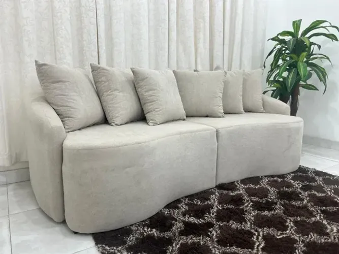 Sofá Orgânico 2.20m Almofadas Decorativas e Molas Bonnel l75