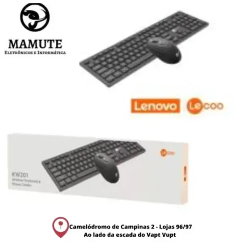 Kit Teclado E Mouse Sem Fio Lenovo Kw201 Multimidia