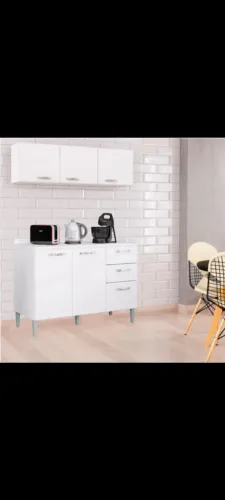 Combo cozinha Aéreo 843 e balcão 1.20 com tampo , 3 portas e 2 gavetas pequenas