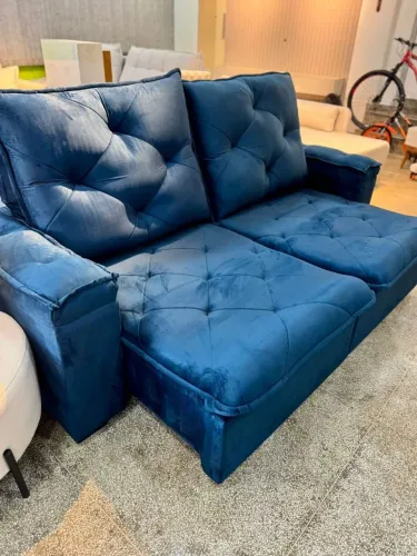 Sofá Azul retrátil e reclinável