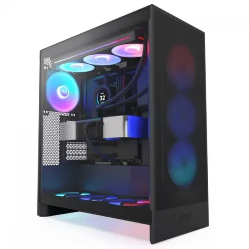 Gabinete Gamer NZXT H7 Flow RGB, Preto, Mid Tower, Vidro Temperado, e-ATX, Sem Fonte