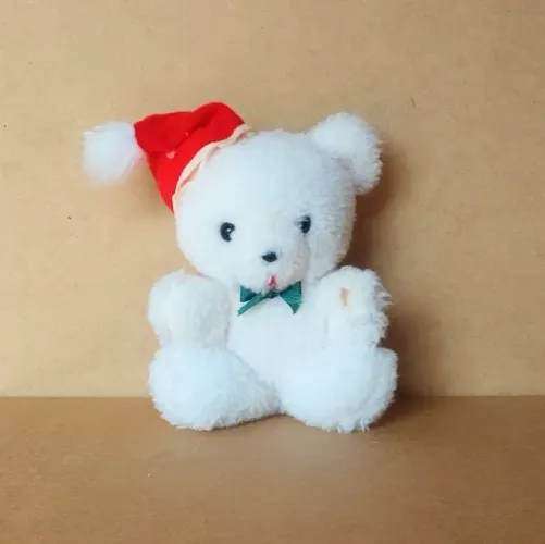 brinquedo - pelúcia urso branco de natal maritel (usada)