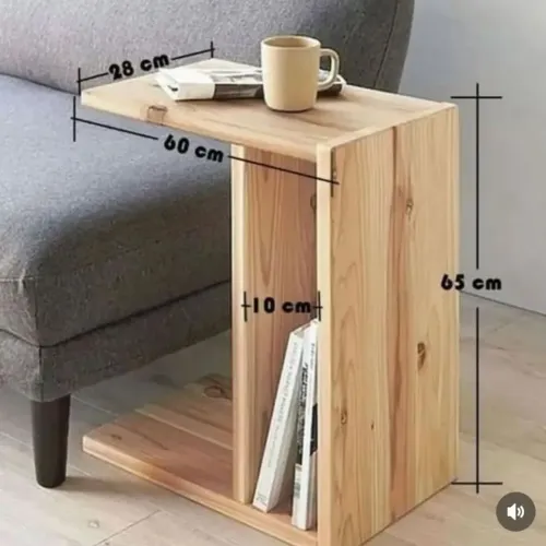 Mesa Lateral de Madeira pinus para Sofá - Design Moderno