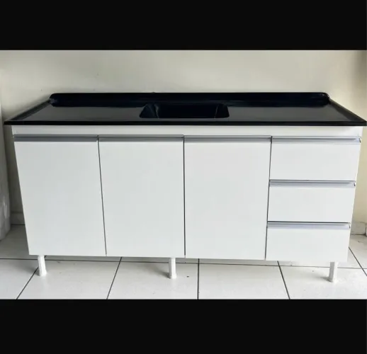 Balcão de pia 1,60 / 100% MDF / cuba de marmorite / NOVO / ENTREGAMOS 