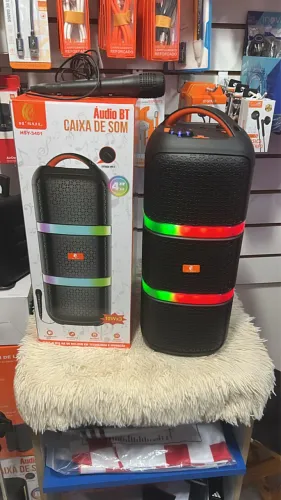 Som Bluetooth portátil com microfone 