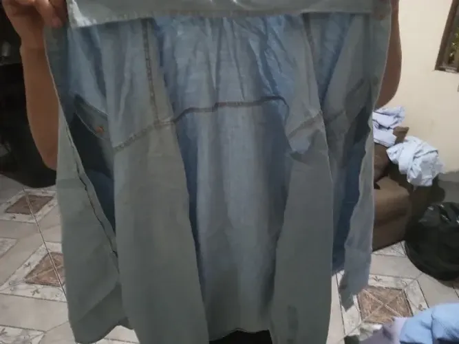 Camisa jeans mangá longa