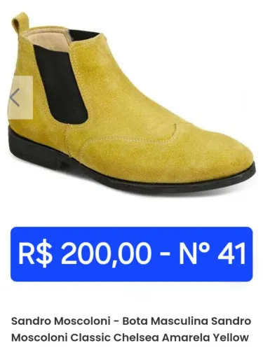 Bota Masculina Sandro Moscoloni Classic Chelsea Amarela