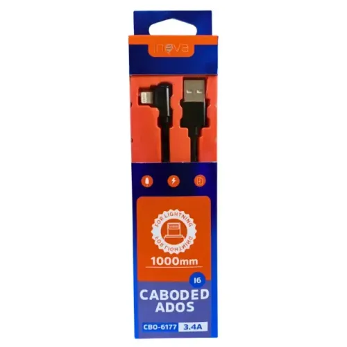 Cabo de Dados Lightning (para iPhone/iPad) da marca Inova, com 1 metro de comprimento, 3.4