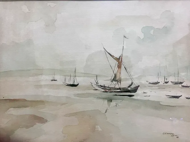 Quadro vintage aquarela da artista Eliana Lara de 1990