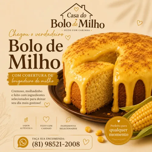 Bolo de Milho Cremoso Artesanal