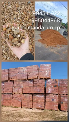 1 milheiro de tijolos 920 5mt de seixo japura 1.250 15mt de barro 440