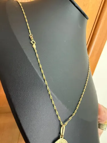 Corrente com Medalha de São Bento de ouro 3.49g 18k procedência garantia eterna