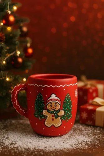 Caneca decorativa com tema natalino