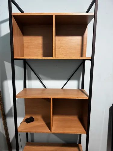 Estante para Livros de Metal e Madeira MDP com 6 Prateleiras 3 202x72x33cm