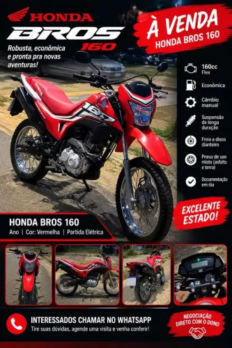 Bros 160 IPVA 2026 pago único dono moto bem conservada..com manual e chave reserva