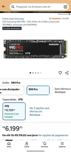 SSD 990 Pro NVME M2 Samsung 4TB