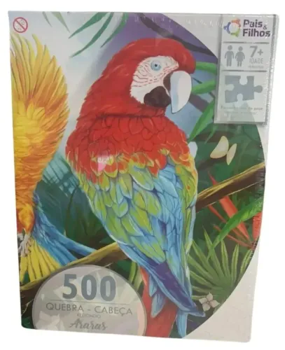 Quebra-Cabeça Redondo Araras 500 Peças - Pais & Filhos - Completo e Ótimo Estado
