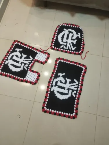 Kit tapete crochê do flamengo 