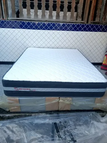 Conjunto cama box com Colchão queen Orthocrin série 501 Sem uso Aceito cartão e entrego!