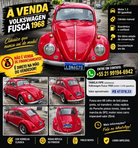 Volkswagen Fusca 1300 1968