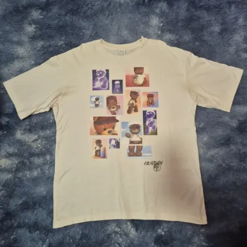 Camiseta Bershka Oversized Estampa Ursos off-white M