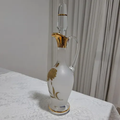 Antiga Licoreira Cristal Boêmia Kamenick Senov Ouro Selo