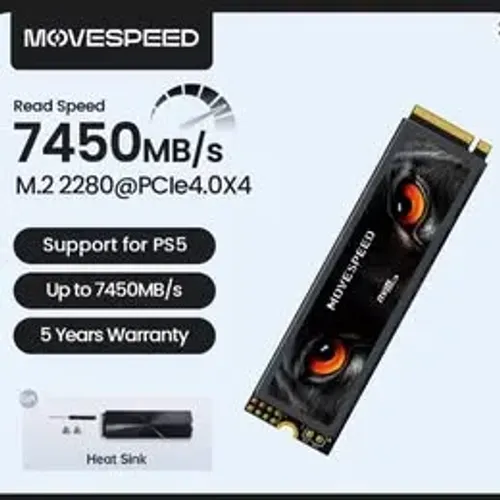 SSD NVMe Movespeed 4TB M.2 PCIe 4.0 L: 7450MB/s G: 6500MB/s, PS5, PC, 12x 190,16