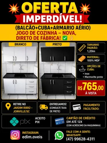 Balcão de pia+cuba+armario aério 100% MDF NOVOS!