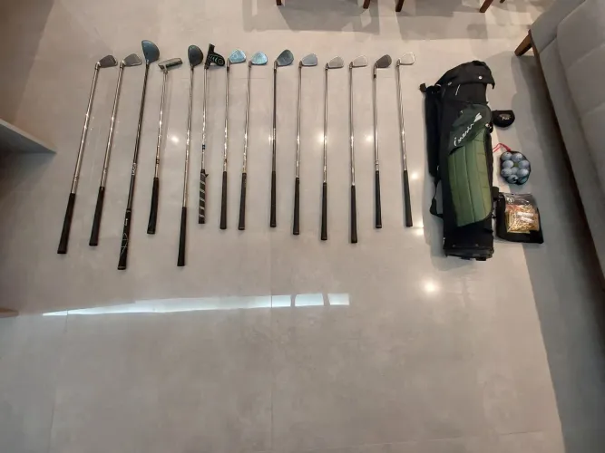 Kit Golfe Completo: Bolsa Inesis + 14 Tacos (Callaway, Cobra, Dunlop) + Tees + Acessorio