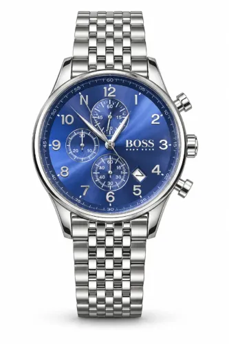 Relógio Masculino BOSS Navigator 1513498 44 mm Pulseira de Aço Prateada - Novo na Caixa