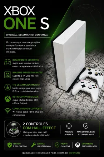XBOX ONE S 1TB + 2 CONTROLES ORIGINAIS XBOX