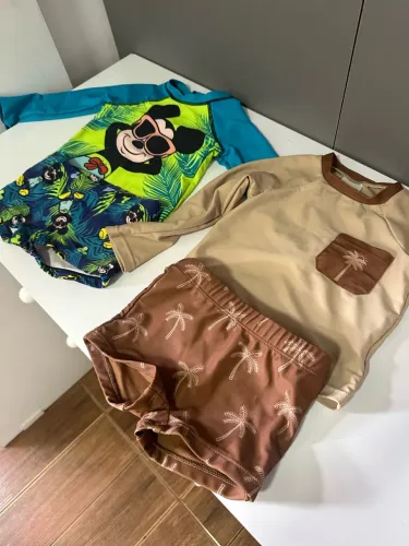2 kit de banho sunga e blusa uv menino 1 ano