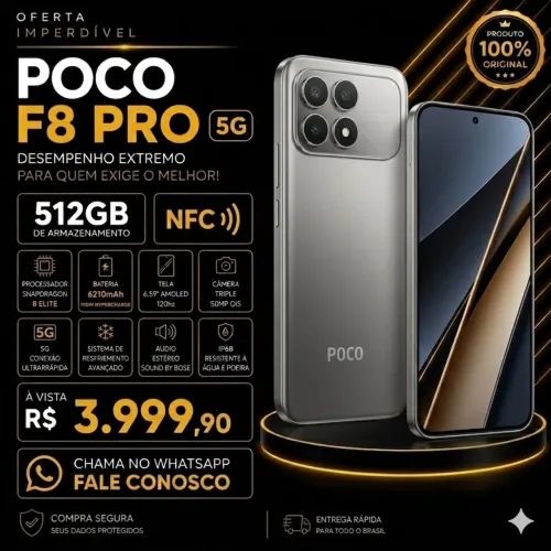 Smartphone Xiaomi Poco F8 Pro 512 GB 16GB 100% Bateria