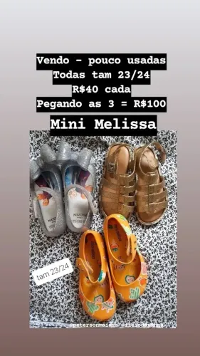 Melissinha tamanho 23/24 originais - 3 modelos
