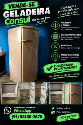 VENDE-SE GELADEIRA CONSUL EM BOM ESTADO.
