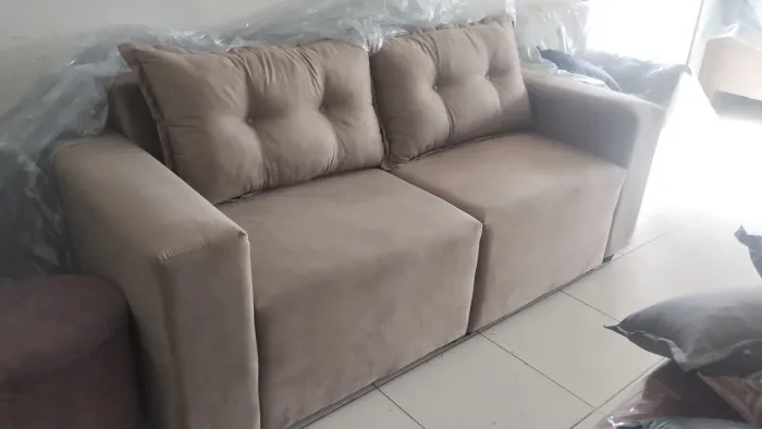 Sofá retrátil 2m tecido Suede 