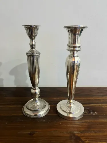 2 castiçal banhada a prata 