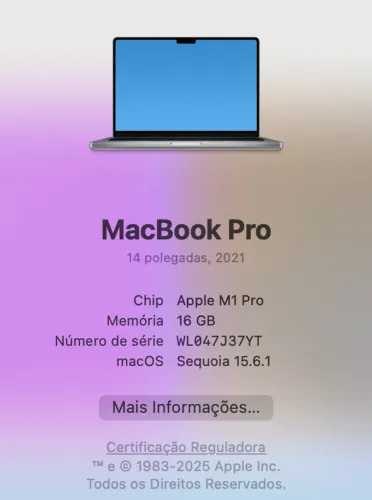 MacBook Pro - Apple M1 Pro 16 gb 500 gb de armazenamento
