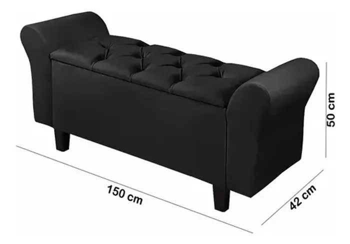 Recamier Baú Lara Móveis De Armazenamento Sapateira Luxo Tamanho 150 Cm Premium Para Quart