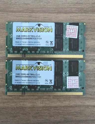 Memória notebook 4gb (2gb +2gb) DDR2 666mhz