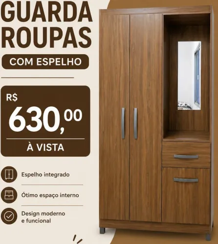 Guarda roupa novo com espelho 