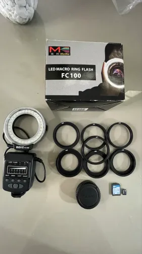 Flash Macro LED Ring Meike FC100 - Completo e em excelente estado!